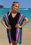 Summer beach blouse hollow out knitting rainbow Holidays bikini blouse sun protection clothing