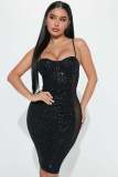 Trendy Nightclub Sexy See-Through Strapless Sequined Dress