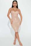 Trendy Nightclub Sexy See-Through Strapless Sequined Dress