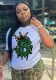 Spring Summer Print White T-Shirt Short Sleeve Women's Top Basic Shirt