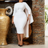 Women's Chic Solid Color Bodycon Africa Plus Size Dress