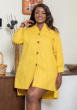 African Dress Button Long Sleeve Loose Fit Plus Size Casual Shirt Dress