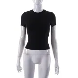 Women'S Spring Solid Round Neck Short Sleeve Basic T-Shirt Top