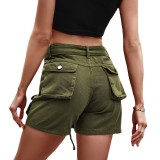 Women Summer Pocket Shorts With Belt