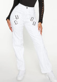 Women Washed Buckle Stretch Pant