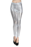 Rock Style Metal Color Ripped Glitter Scale Basic Pants Sexy Leggings