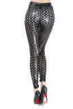 Rock Style Metal Color Ripped Glitter Scale Basic Pants Sexy Leggings