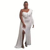 African Dresses Fashion One Shoulder Sequin Bridesmaid Dresses Party Long Dresses For Women
