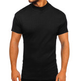 Men'S Spring And Summer Men'S Short-Sleeved T-Shirt Basic Shirt Men'S Solid Color Top