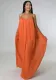 Summer Chiffon Solid Casual Low Back Strap Loose Maxi Dress