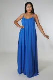 Summer Chiffon Solid Casual Low Back Strap Loose Maxi Dress