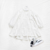 Parent-child Wear Girl Summer Long Sleeve Loose Irregular Lace Shirt Dress
