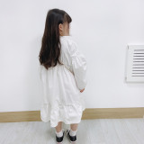 Parent-child Wear Girl Summer Long Sleeve Loose Irregular Lace Shirt Dress