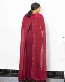 Plus Size African chiffon long sleeve Beaded Bodycon mermaid evening dress
