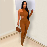 Women Spring/Summer Sexy Tube Tops and Irregular One Shoulder Jumpsuit Two-piece Set