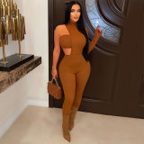 Women Spring/Summer Sexy Tube Tops and Irregular One Shoulder Jumpsuit Two-piece Set