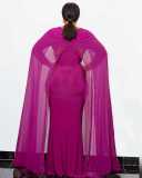 Plus Size African chiffon long sleeve Beaded Bodycon mermaid evening dress