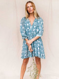 Women Floral Lace Up Relaxed Beach Holidays Dress