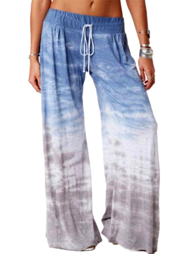 pantalones deportivos anchos de yoga con estampado degradado de color suelto para mujer