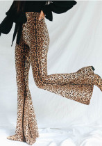 Fall Women's Leopard Bell Bottom Ladies Sweatpants