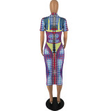 Women's Fashion Sexy Positioning Print Midi Dress