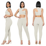 Women's Irregular Tank Top Trousers Solid Color Sports Suit