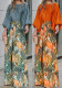 Summer women's suit lantern sleeves loose top printed wide-leg pants two-piece set