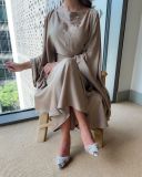Women's Fall Winter Chic Loose Sexy Plunging High Waist Robe Gown Dress