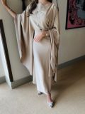 Women's Fall Winter Chic Loose Sexy Plunging High Waist Robe Gown Dress