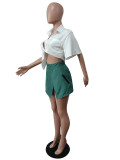 Summer Casual Shirt Mini Irregular Skirt Two Piece Set