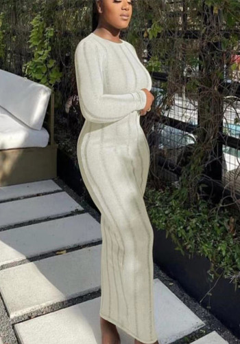 Vestido de manga larga de punto sin espalda de color sólido de moda Sprint para mujer