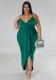 Women'S Solid  Straps Sleeveless V-Neck Party Dress