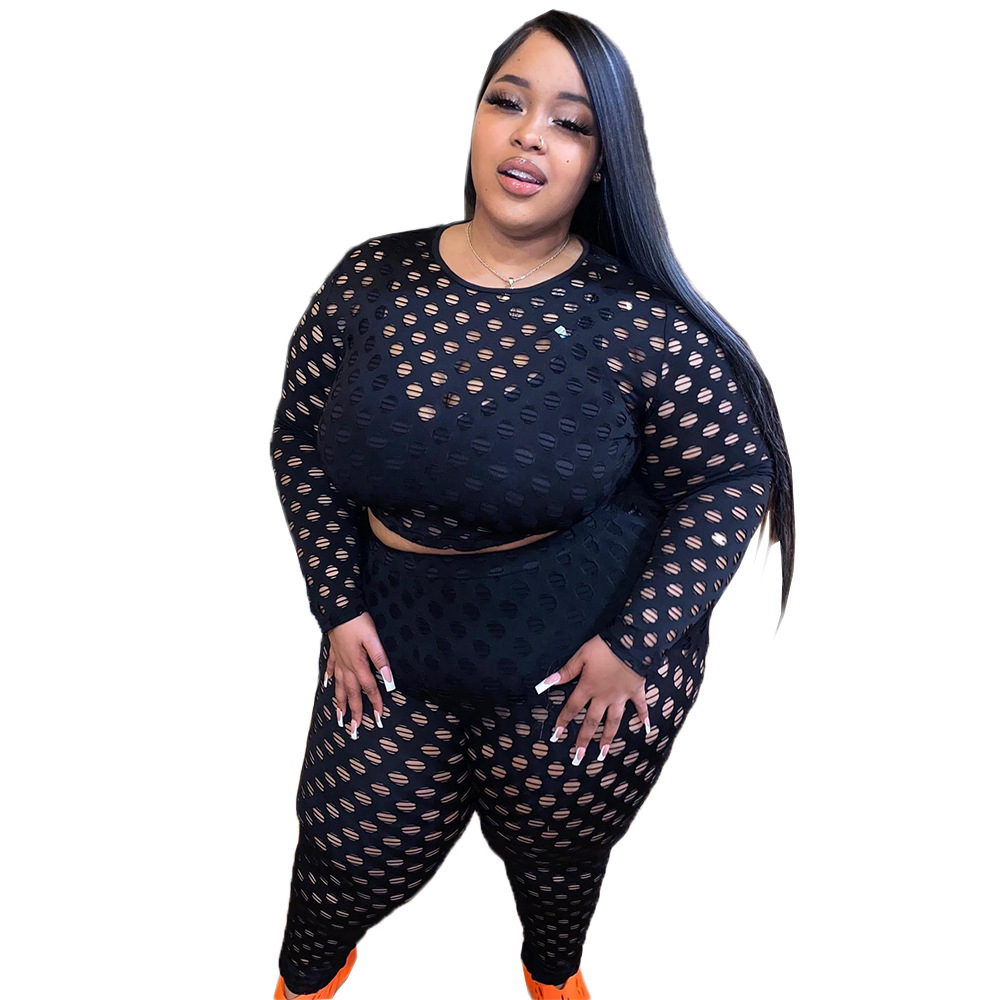 Women's Plus Size Tight Fitting See-Through Fishnet Pants Set - The Little  Connection