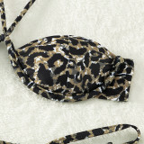 Two Pieces Swimsuit Sexy Bikini Underwire Leopard Swimsuit