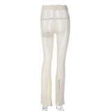 spring fashion sexy solid color hollow cool slim trousers for women