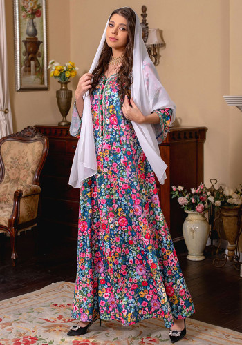 Arabische Dubai Muslim Robe Abaya-jurk met print voor dames