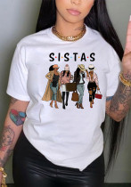 Black Girl Print T-Shirt Feminism Short Sleeve Top African Girl Print Ladies