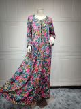 Women's Arabian Dubai Muslim Robe Abaya Printed Dress