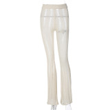 spring fashion sexy solid color hollow cool slim trousers for women