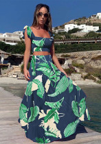 Sexy Casual Fit Printed Two-Piece Maxi Dress