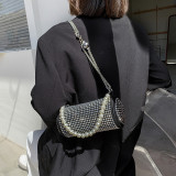 Fashion Diamond Shoulder Bag Cylindrical Bag Popular Shoulder Messenger Pearl Chain Bag