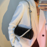 Fashion Diamond Shoulder Bag Cylindrical Bag Popular Shoulder Messenger Pearl Chain Bag