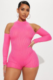Women'S Spring Summer Ribbed Open Shoulder Sexy Jumpsuit