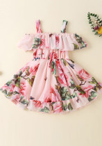 Летнее модное шифоновое платье принцессы с ремешком для девочек, детское платье с ремешком