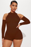 Women'S Spring Summer Ribbed Open Shoulder Sexy Jumpsuit