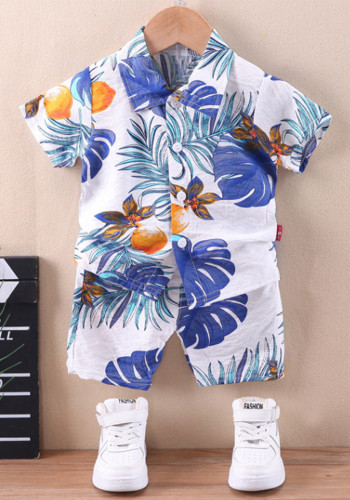 Kurzärmliges Hemd und Shorts für Jungen mit Sommerdruck, zweiteiliges Set
