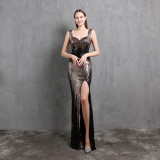 Plus Size Women Sequined Formal Party Evening Dress