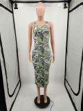 Women fashion print camouflage dress