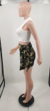 Ladies Spring Summer Fashion Camouflage Pocket Skirt with Belt