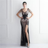 Plus Size Women Sequined Formal Party Evening Dress